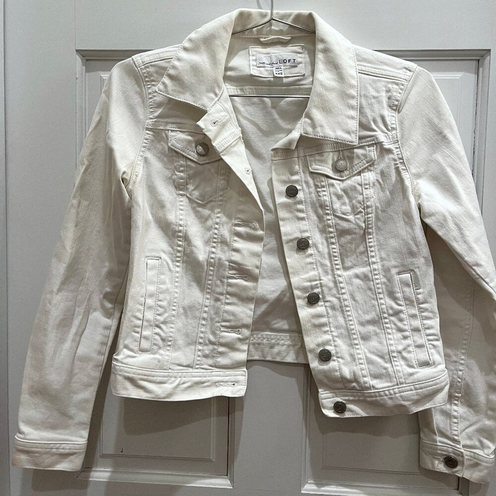 LOFT Petite White Denim Trucker Jacket